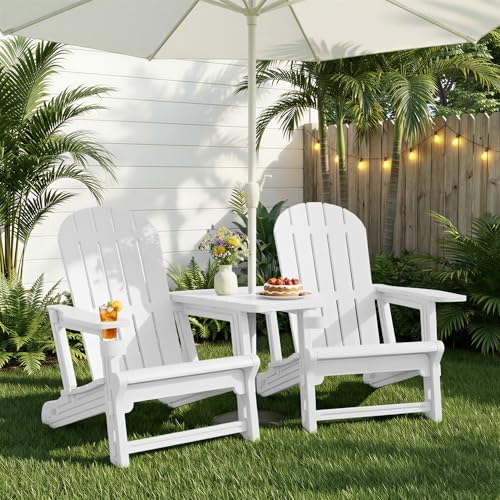 JY QAQA Outdoor Adirondack Chair Set of 2, All-Weather HDPE Patio Furniture w...