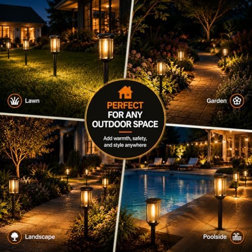 Tenmiro Solar Pathway Lights Outdoor 8 Pack, Bright Solar Garden Lights