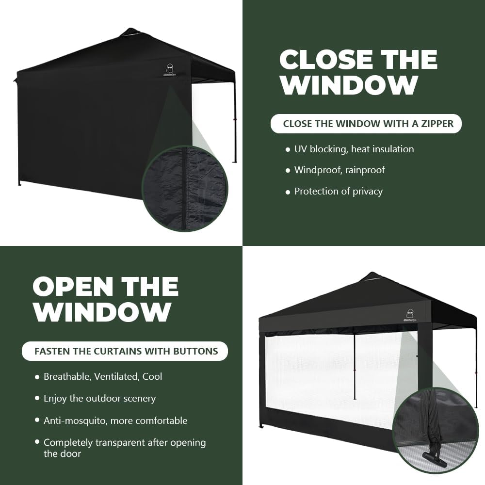 Mesh Sidewall for 10x10 Pop Up Canopy - Straight Leg, Commercial Grade Black ...