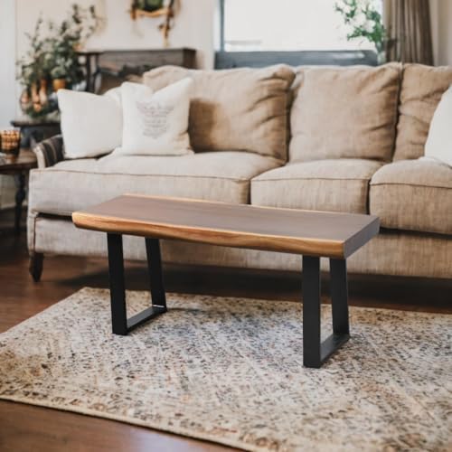 Solid Wood Bench Live Edge 39"x13"x18"H Rectangle Wooden Entry...
