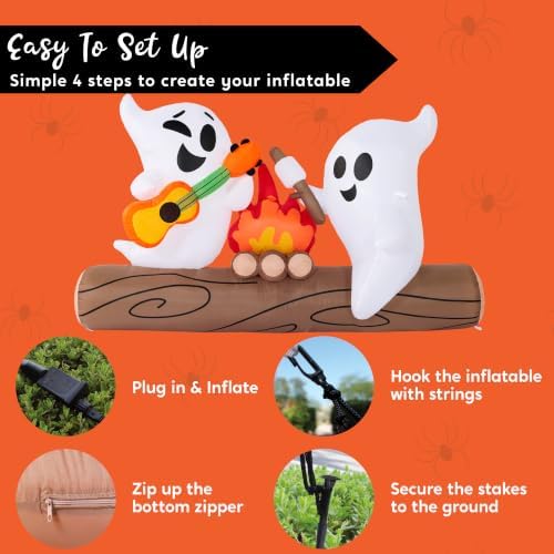 Joiedomi 6ft Long Halloween Inflatable Ghost Outdoor Decoration, Cute Blow Up...