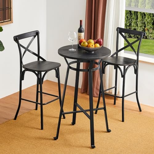 Glitzhome 41.25" H Round Bar Table, Bistro Pub Table with Solid Wood Top...