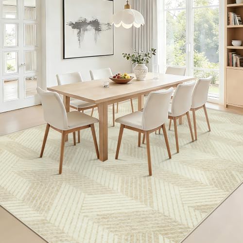 MXSANYOO Area Rugs 8x10 for Living Room, Washable Geometric Beige Rug