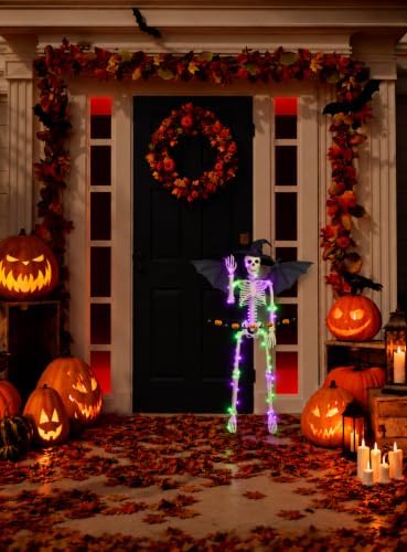 3 FT Light up Skeleton Halloween Decor: 36inch Posable Skeleton for Outdoor
