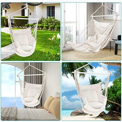 Outerman Hammock Chair, Hanging Chair with 3 Cushions and Foot Rest Support, ...