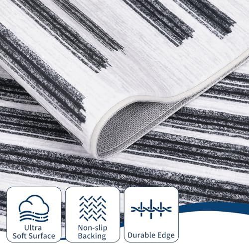 GarveeHome 5x7 Non Slip Striped Area Rug for Living Room Bedroom Classroom