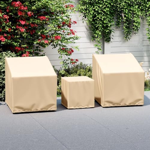 Tangkula Patio Furniture Covers 3 Piece Set for 2 Chairs & Side Table