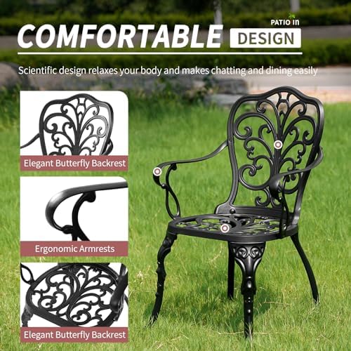 Outdoor Bistro Table and Chairs Set of 2, Outdoor Bistro Set 3 Piece with Umb...