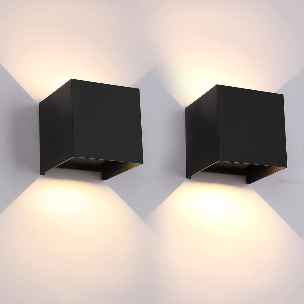 Mille Lucciole 12W 2Pack Outdoor Wall Lights Exterior/Interior,LED Black Outd...