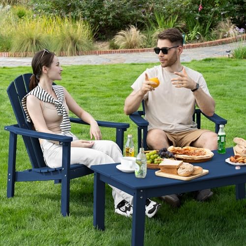 nevilywood Stackable Adirondack Chair, HDPE Outdoor Chair Set of 2, Navy