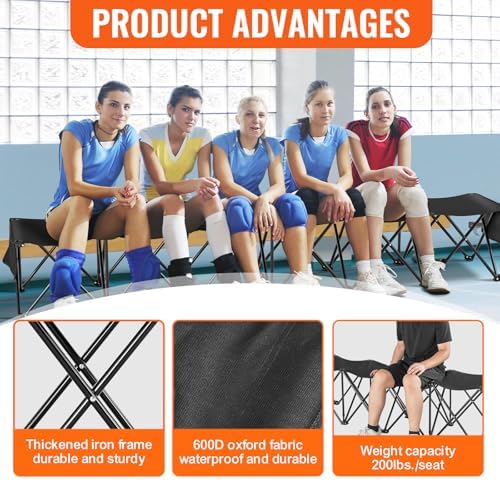 VEVOR Portable Folding Bench, 6 Seats Foldable Sideline Bench, Outdoor Campin...