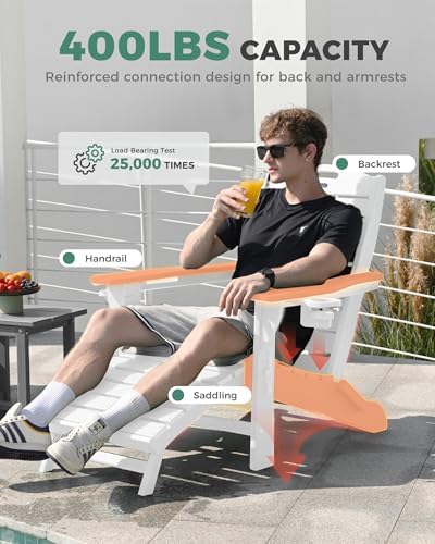 Adjustable Adirondack Chair,Outdoor Fire Pit Chair,White
