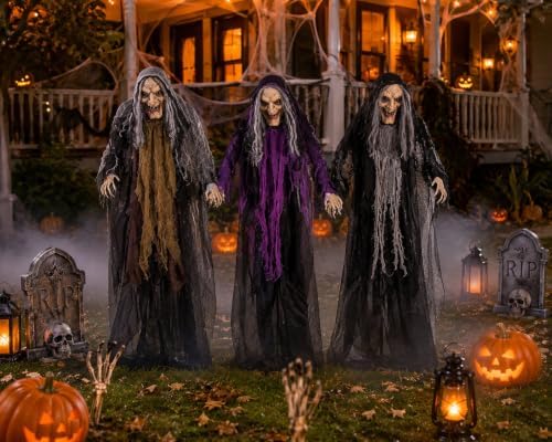 Fun Express Halloween Witches Outdoor Yard Stakes Decor, 3.6ft, 3pc