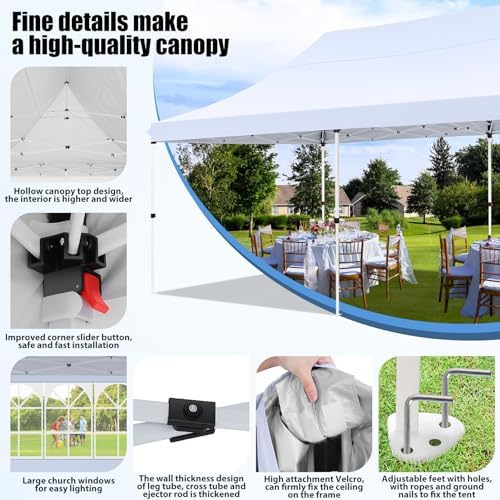 COBIZI 10x20 Pop Up Canopy with 6 Sidewalls - Waterproof Commercial Tent, UV ...