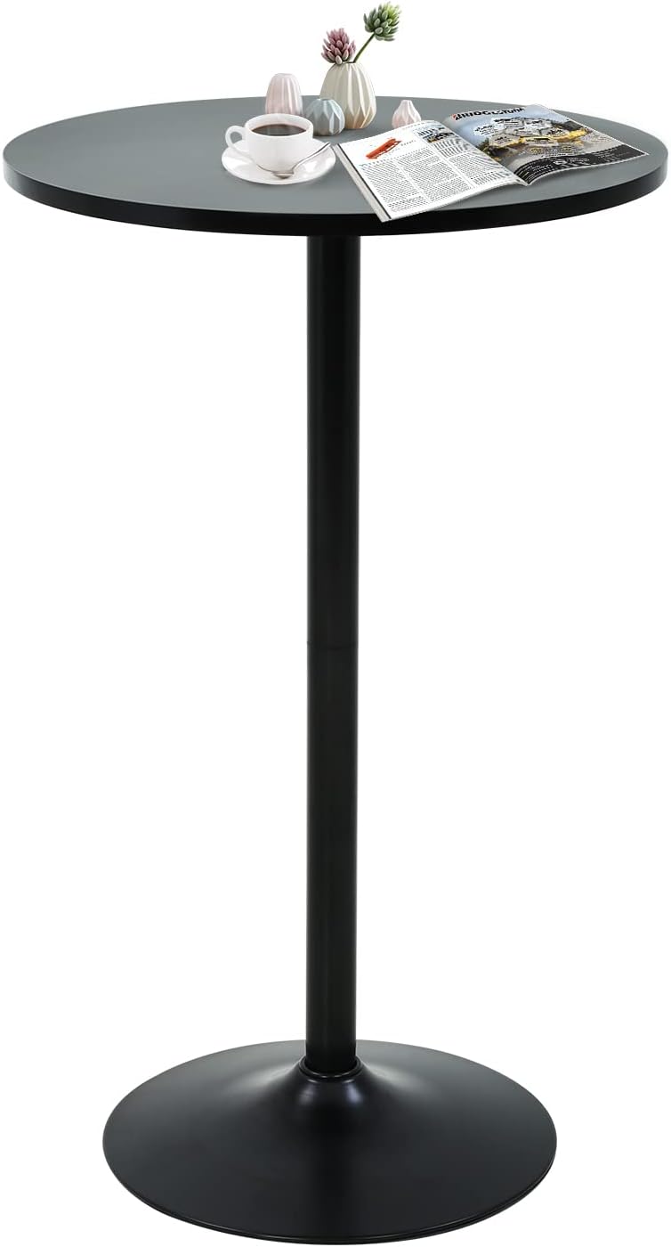 NChanmar Bar Table Round Pub Table Cocktail Bistro High Table with Black Top ...