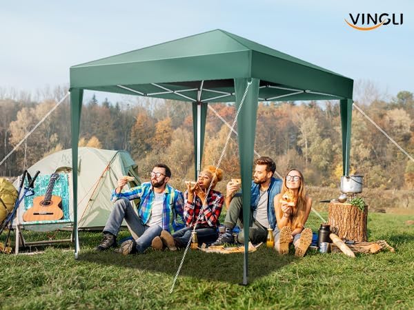 VINGLI 6.5x6.5 Pop Up Canopy Tent, Outdoor Tent Canopies Foldable Portable Ca...