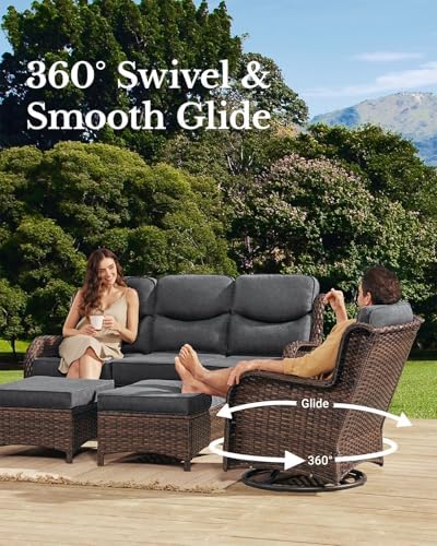 HILLGA Luxury Outdoor Patio Furniture Set with 6-Inch Thick Cushions