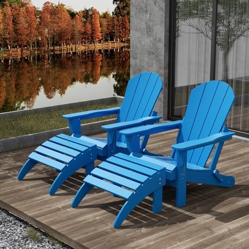 WestinTrends Malibu Outdoor Lounge Chair Set, 4-Pieces Adirondack Chair Set o...
