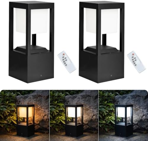 Solar Floor Lamp Outdoor Waterproof, 13.7" H 2-Pack
