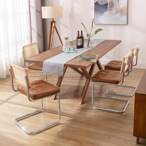 Zesthouse Natural Rattan Dining Chairs Set of 4, Mid Century Modern Dining Ro...