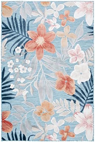 SAFAVIEH Washable Rug Outdoor Cabana Collection - 4' x 6', Aqua &...