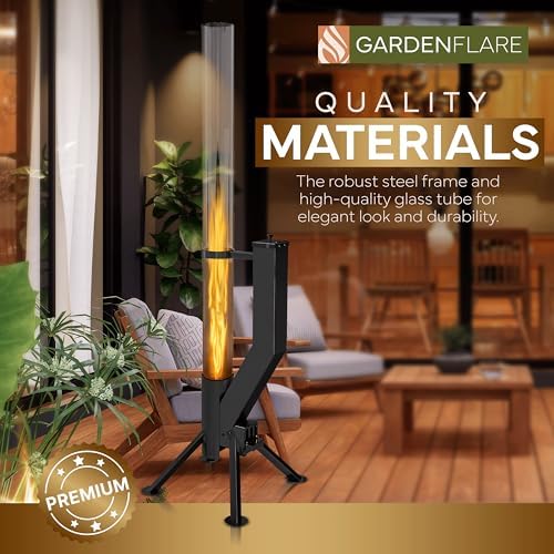 Premium 58in Wood Pellet Patio Heater, Fire Tube, Black