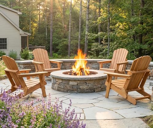 SoliWood Oversize Wooden Outdoor Folding Adirondack Chair with Pre-Assembled ...