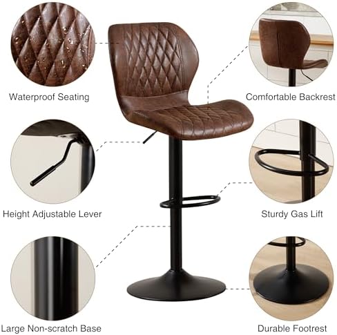 Bar Stools Set of 4, Modern Swivel Counter Height Barstools for Kitchen Islan...