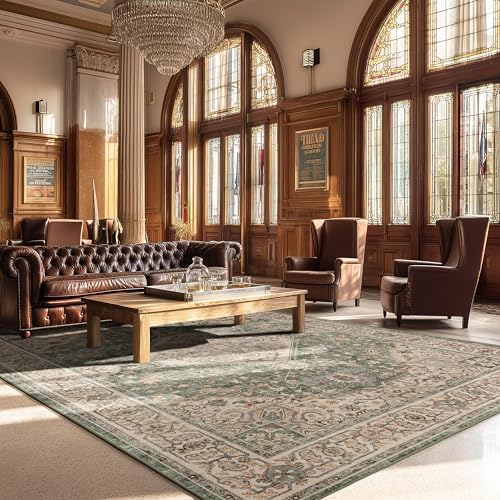 Ruaruarug Washable Area Rug 8×10 for Living Room, Ultra Soft, Celadon