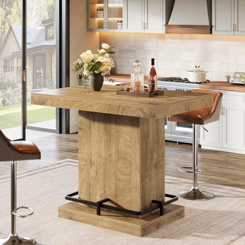 Tribesigns 47" Bar Table, Industrial Bistro Pub Table with Metal Footres...