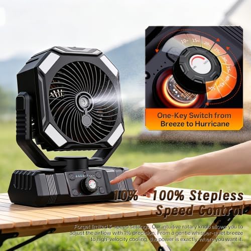 Portable Misting Fan for Camping Beach Parties Patio Picnic Black