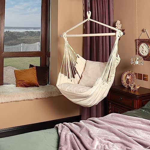 Highwild Hammock Chair Hanging Rope Swing - Max 500 Lbs - 2 Cushions Included...