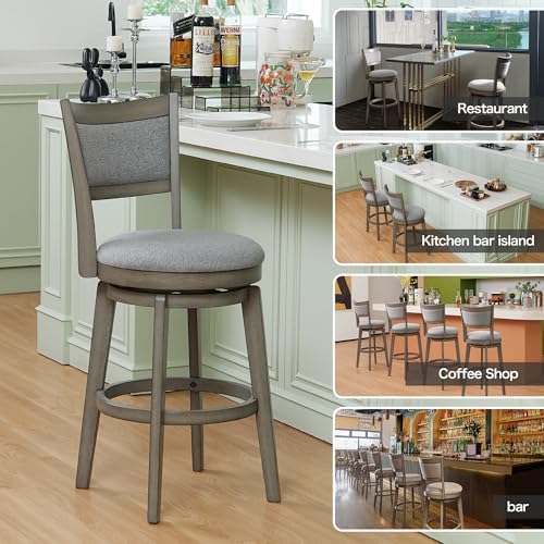PrimeZone Swivel Bar Stools Set of 2, 26" Counter Height Barstools