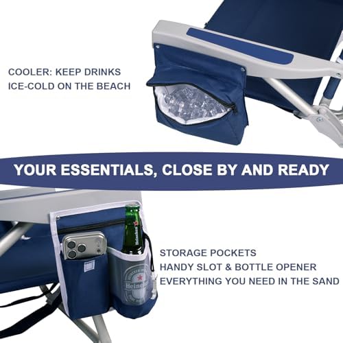 2 Pack Beach Chair with Umbrella and Canopy Shade, Aluminum Backpack Beach Ch...