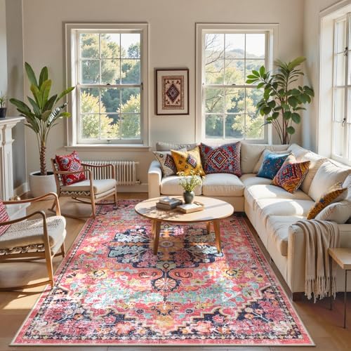 Lahome Reine 6x9 Area Rugs Machine Washable Area Rugs for Living Room, Non Sl...