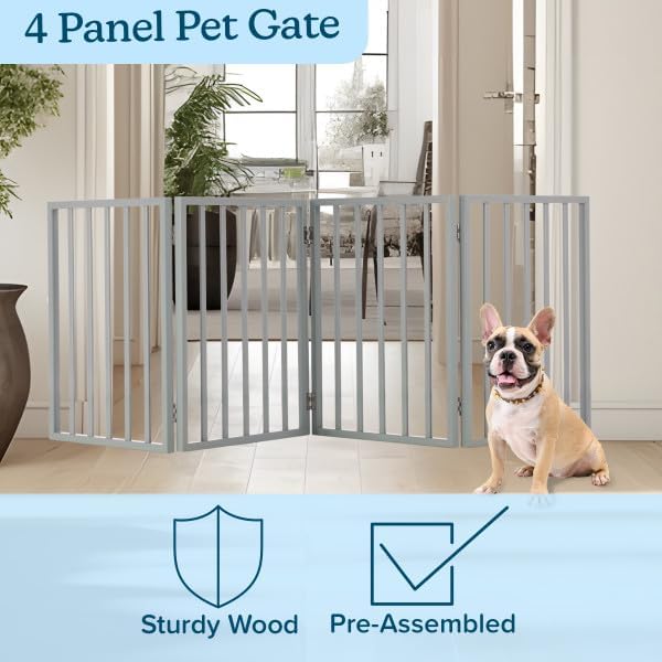 Pet Gate - 4-Panel Indoor Foldable Dog Fence for Stairs, Hallways, or Doorway...