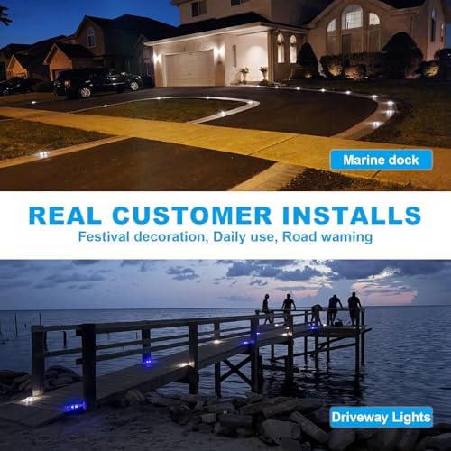 VOLISUN Solar Driveway Marker Lights Dock Marine Led Deck Outdoor 12 Pack