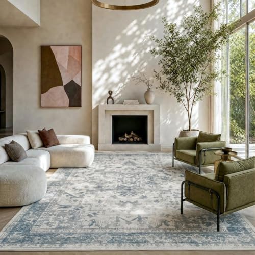 Rugxara 6x9 Washable Area Rug for Living Room,Light Blue Grey