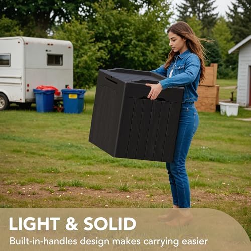 Devoko 30 Gallon Resin Deck Box Waterproof Outdoor Storage Box for Patio Furn...