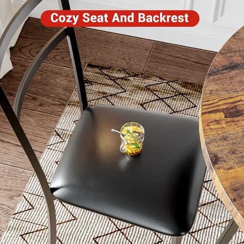 Garvee Dining Table Set for 2, Wooden Kitchen Table and Chairs of 2 with Upho...