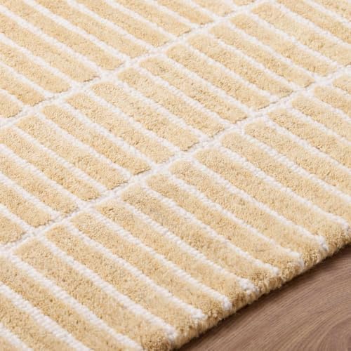 Hauteloom Finial Wool Living Room, Bedroom Area Rug - Neutral Modern Minimali...