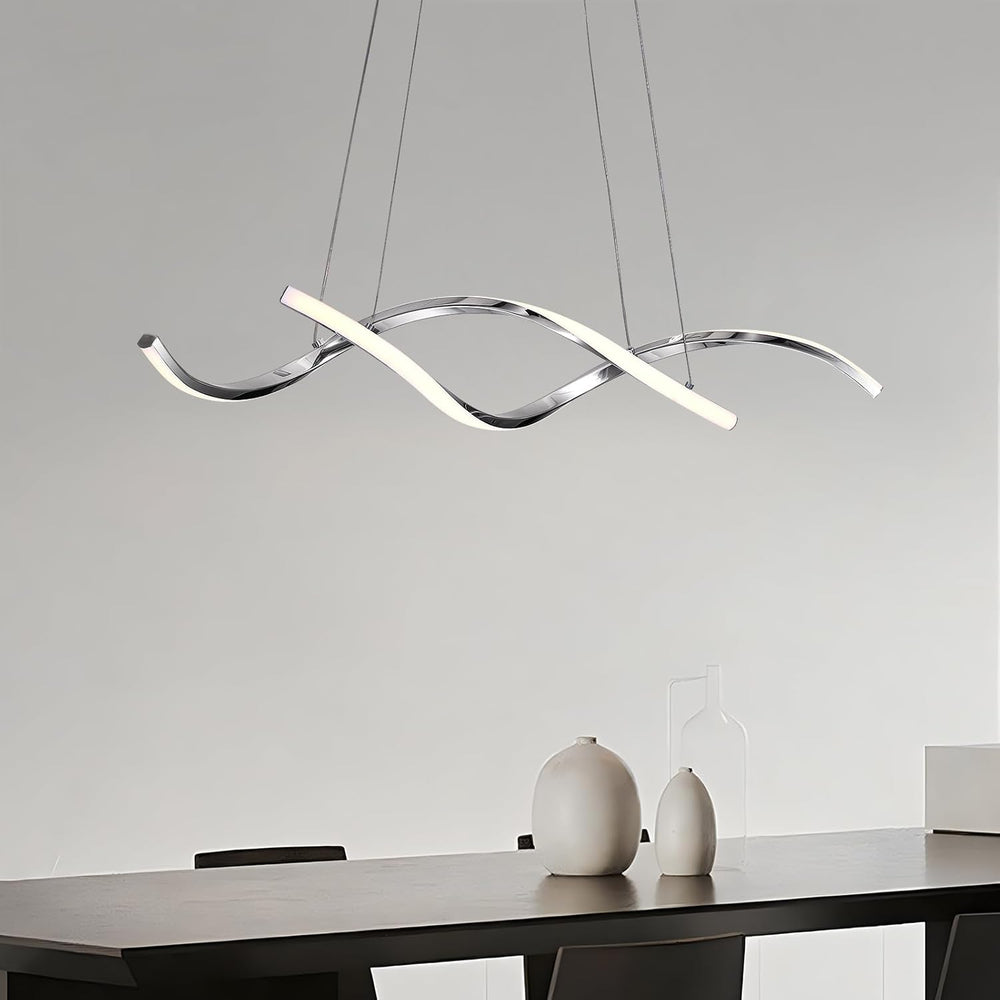 NOXARTE Modern LED Chandelier Dimmable Hanging Ceiling Light, Silver Pendant ...