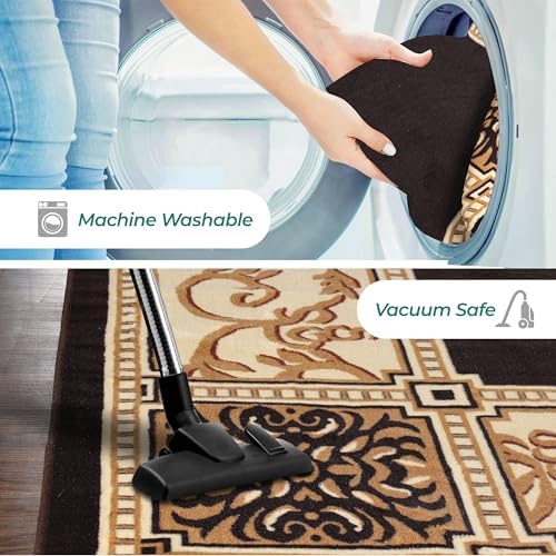 Superior Indoor Washable Area Rug, Non Slip, 12'x18', Coffee