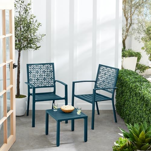 Best Choice Products 3-Piece Outdoor Bistro Set, Stackable Modern Steel Furni...