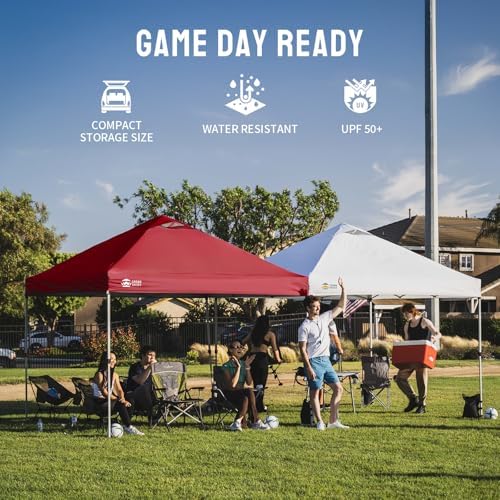 CROWN SHADES 10x10 Pop Up Canopy Tent with One Push Setup, Red