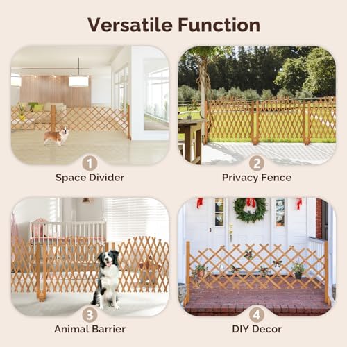 VINGLI 2Pcs Expandable Garden Fence with Arched Top, 31.5in Freestanding Latt...