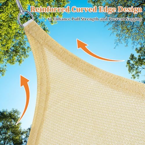 Shade&Beyond 16'X16'X16' Sun Shade Sail Sand Triangle