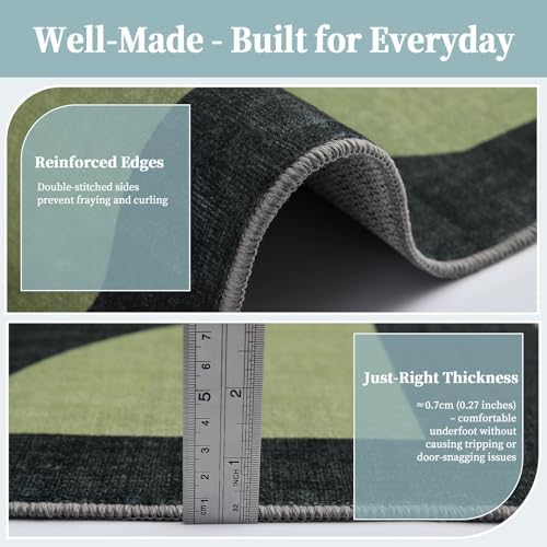 ThreadGlobe Abstract 8x10 Area Rugs Geometric for Living Room, Dark Green