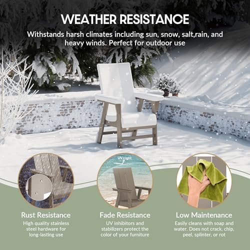 WestinTrends Ashore Outdoor Patio HDPE Plastic Modern Adirondack Dining Chair...