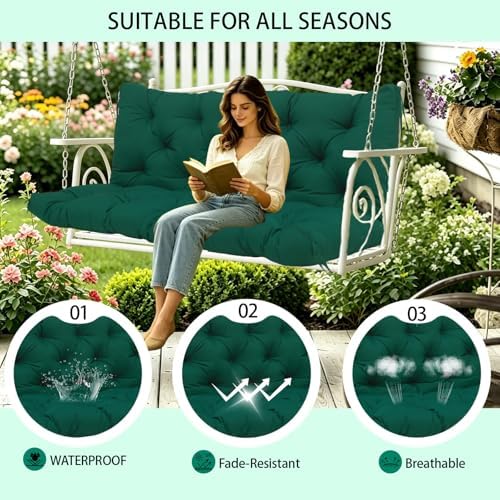5" Thick Outdoor Porch Swing Cushions 60" Waterproof 3 Seater